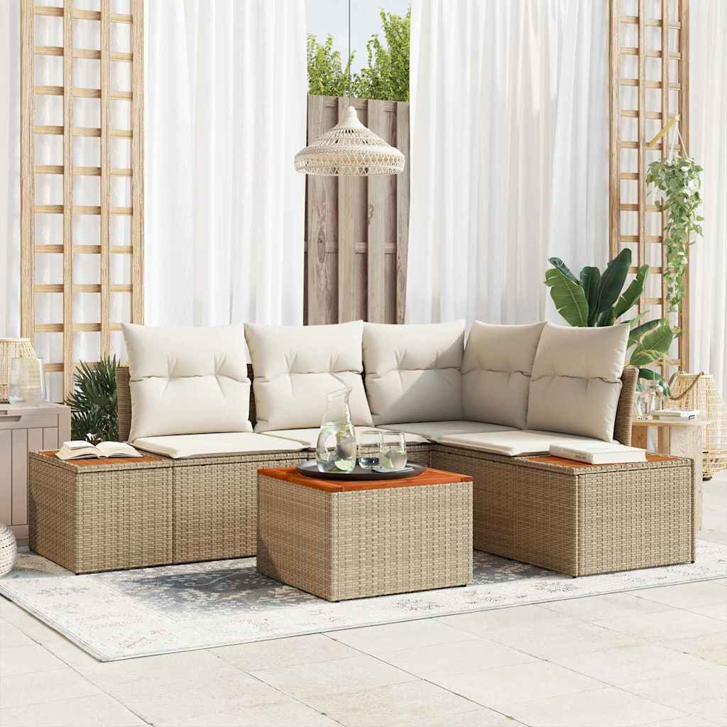 vidaXL Gartensofa-set mit Kissen 4 pcs Beige und Creme Polyrattan