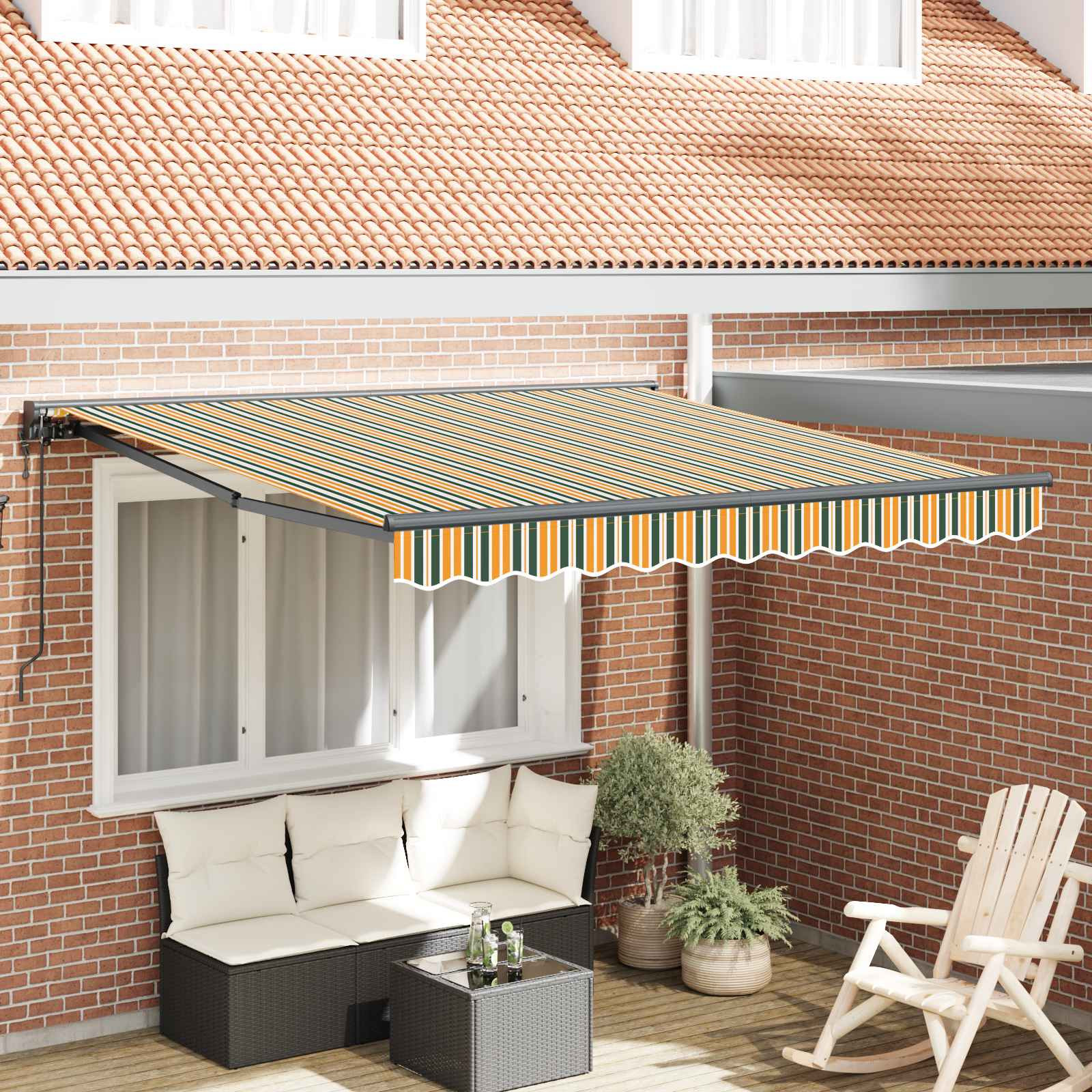 vidaXL Markisenrahmen Grün und Gelb 300 x 250 cm