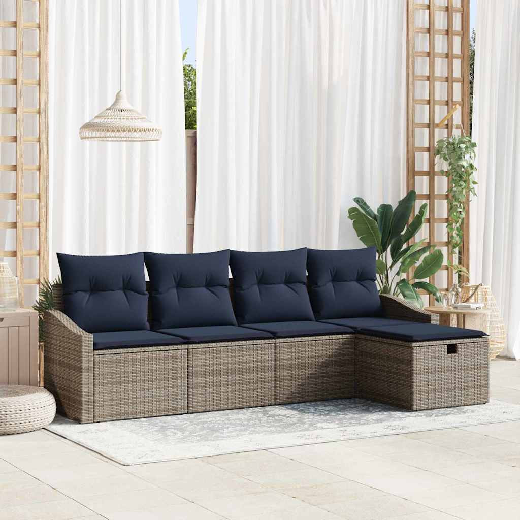 vidaXL Sofa Set mit Kissen 5 pcs Poly-Rattan