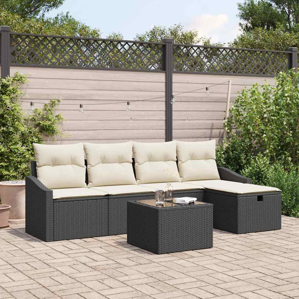 vidaXL Sofa Set mit Kissen 5 pcs Poly-Rattan