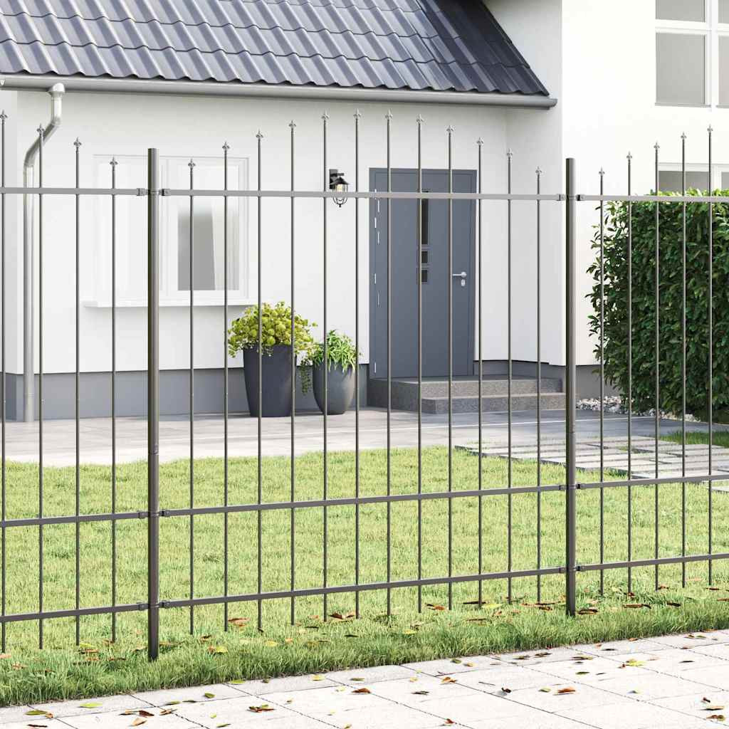 vidaXL Gartenzaun 8 pcs Grau 170 x 215 cm Pulverbeschichteter Stahl