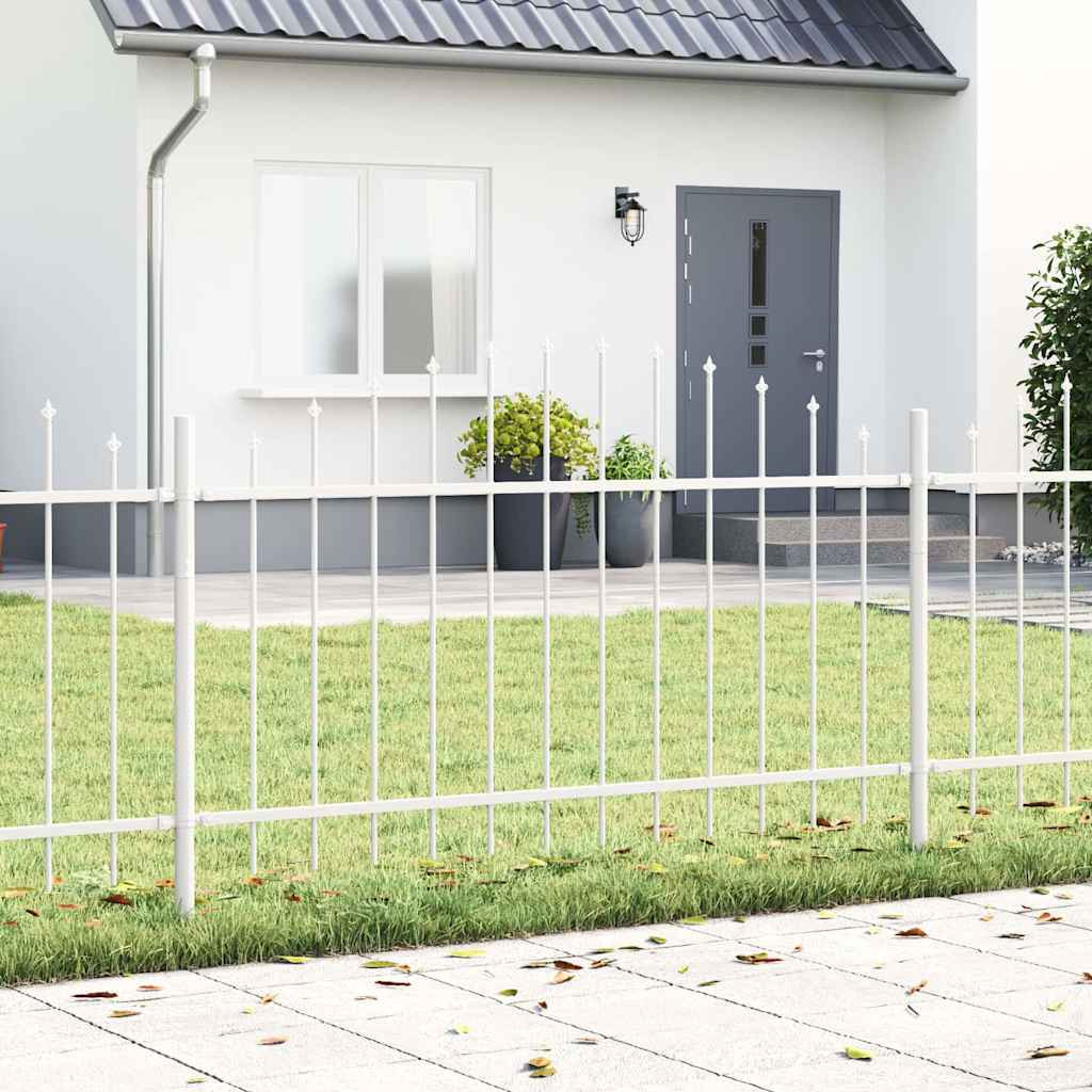 vidaXL Gartenzaun 2 pcs Weiß 170 x 140 cm Pulverbeschichteter Stahl