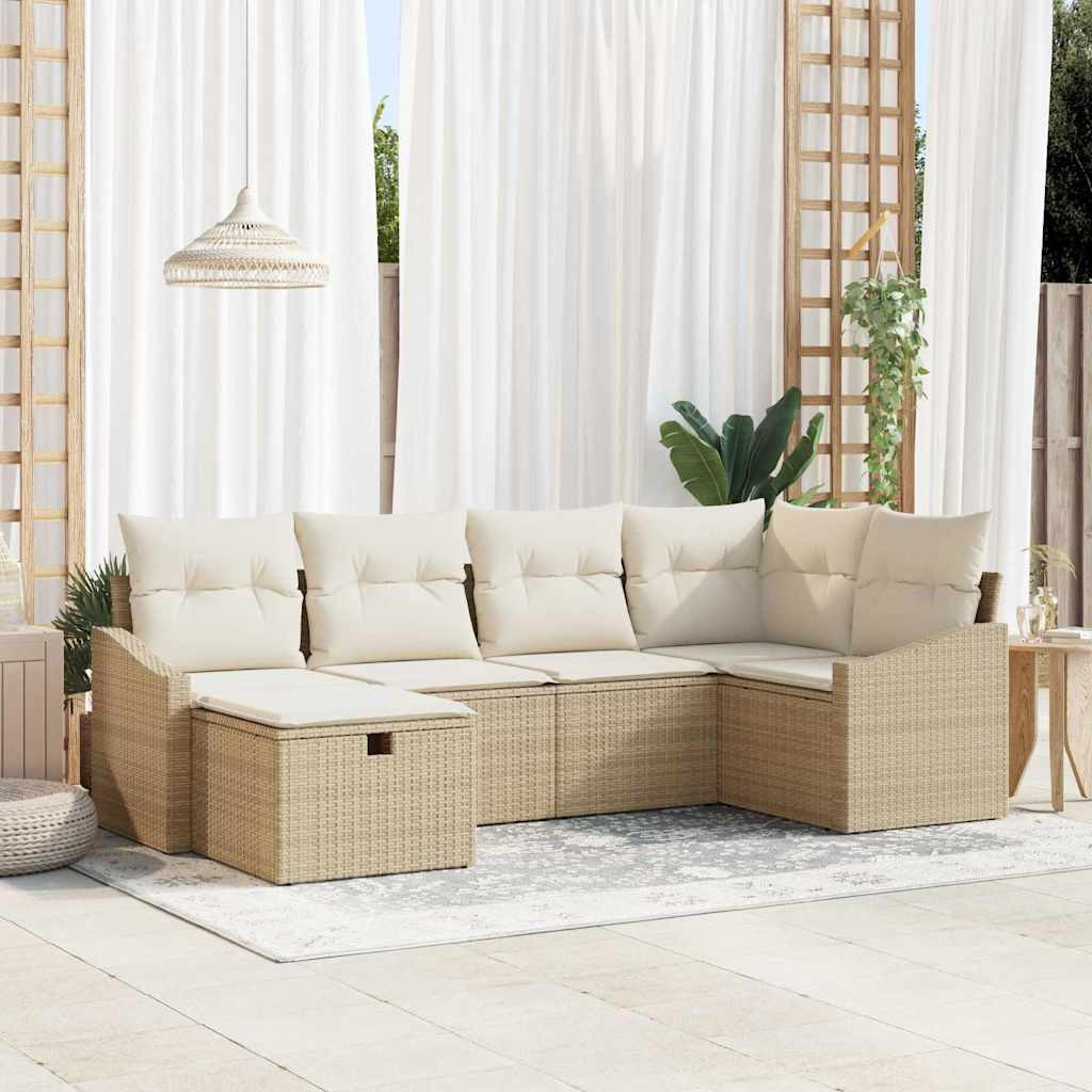 vidaXL Sofa Set mit Kissen 7 pcs Poly-Rattan