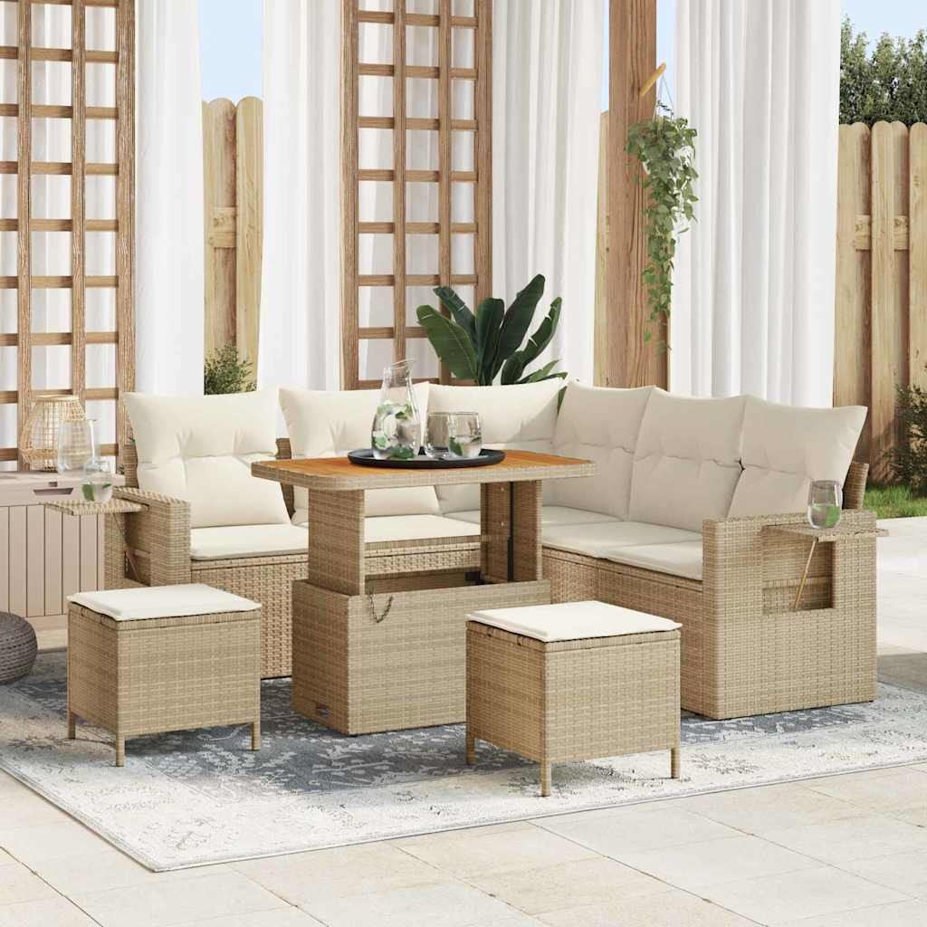 vidaXL Gartensofa-set mit Kissen 8 pcs Beige Poly-Rattan
