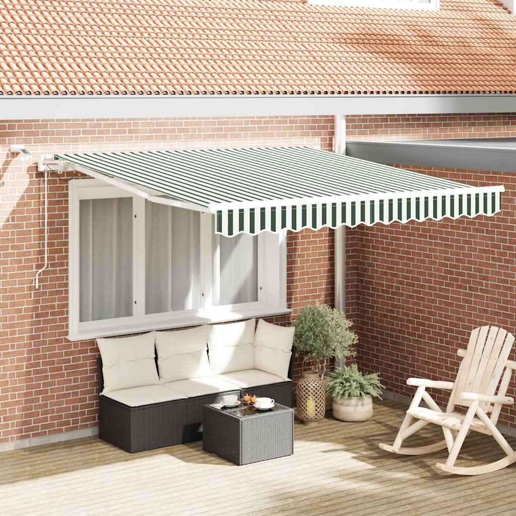 vidaXL Ausziehbare Markise Grün und Weiß 300 x 250 cm Polyester