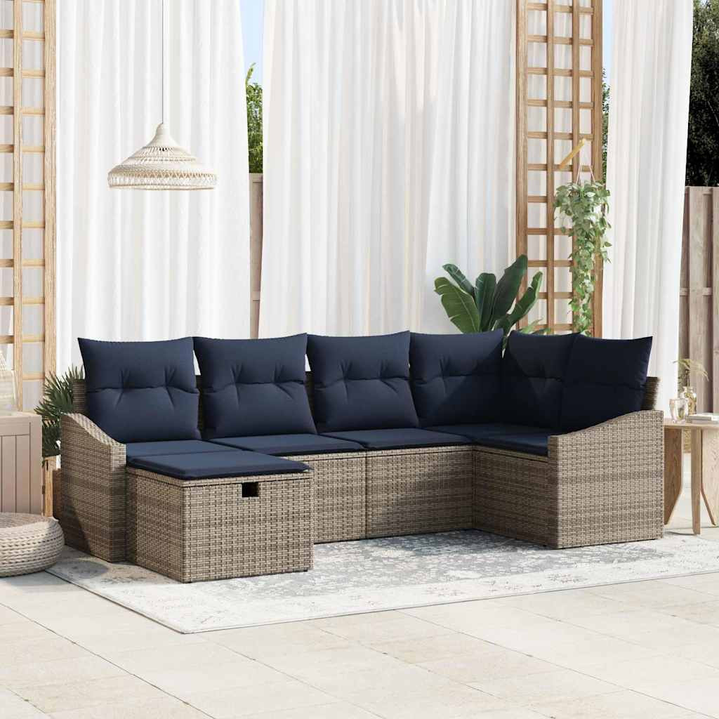 vidaXL Sofa Set mit Kissen 3 pcs Poly-Rattan