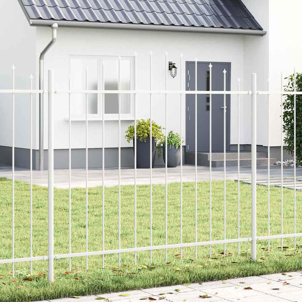 vidaXL Gartenzaun 2 pcs Weiß 170 x 190 cm Pulverbeschichteter Stahl