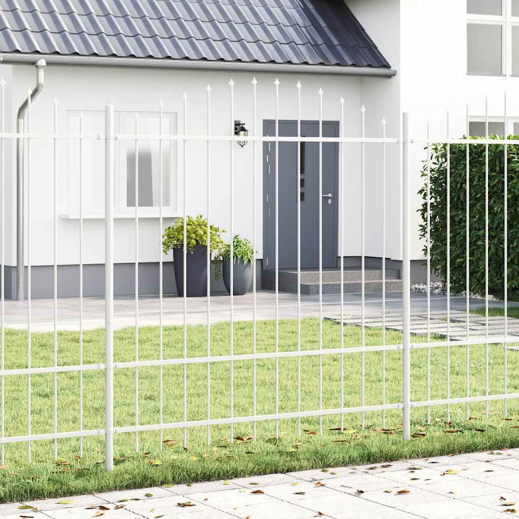 vidaXL Gartenzaun 2 pcs Weiß 170 x 215 cm Pulverbeschichteter Stahl