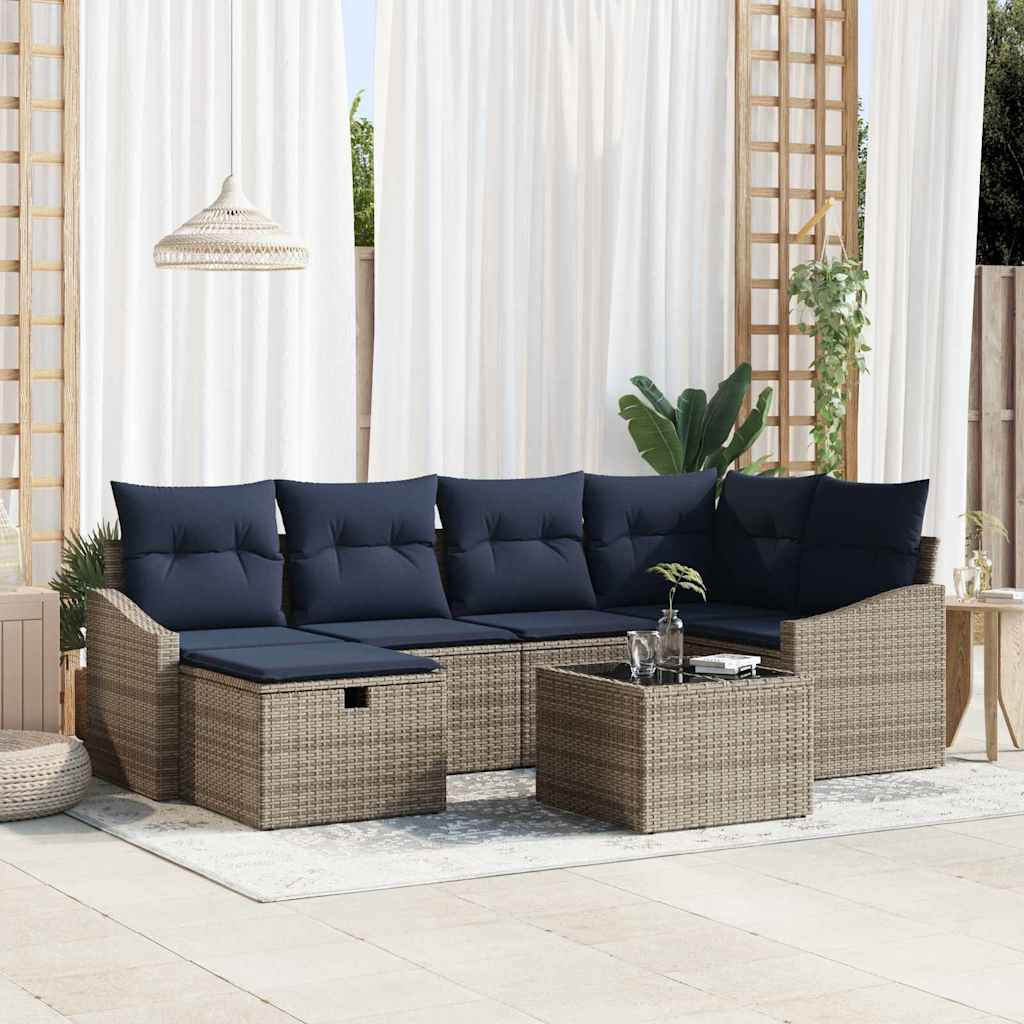 vidaXL Sofa Set mit Kissen 3 pcs Poly-Rattan