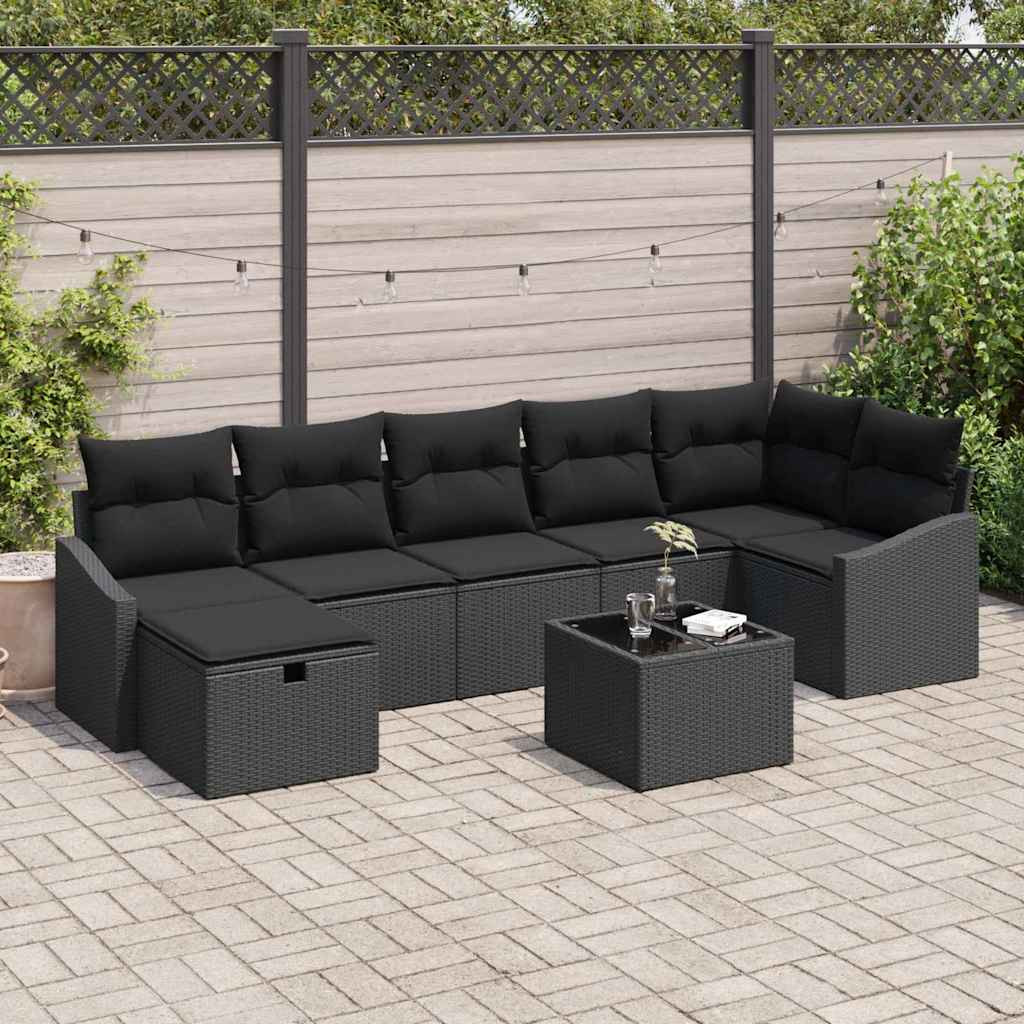 vidaXL Sofa Set mit Kissen mit Speicher 8 pcs Poly-Rattan