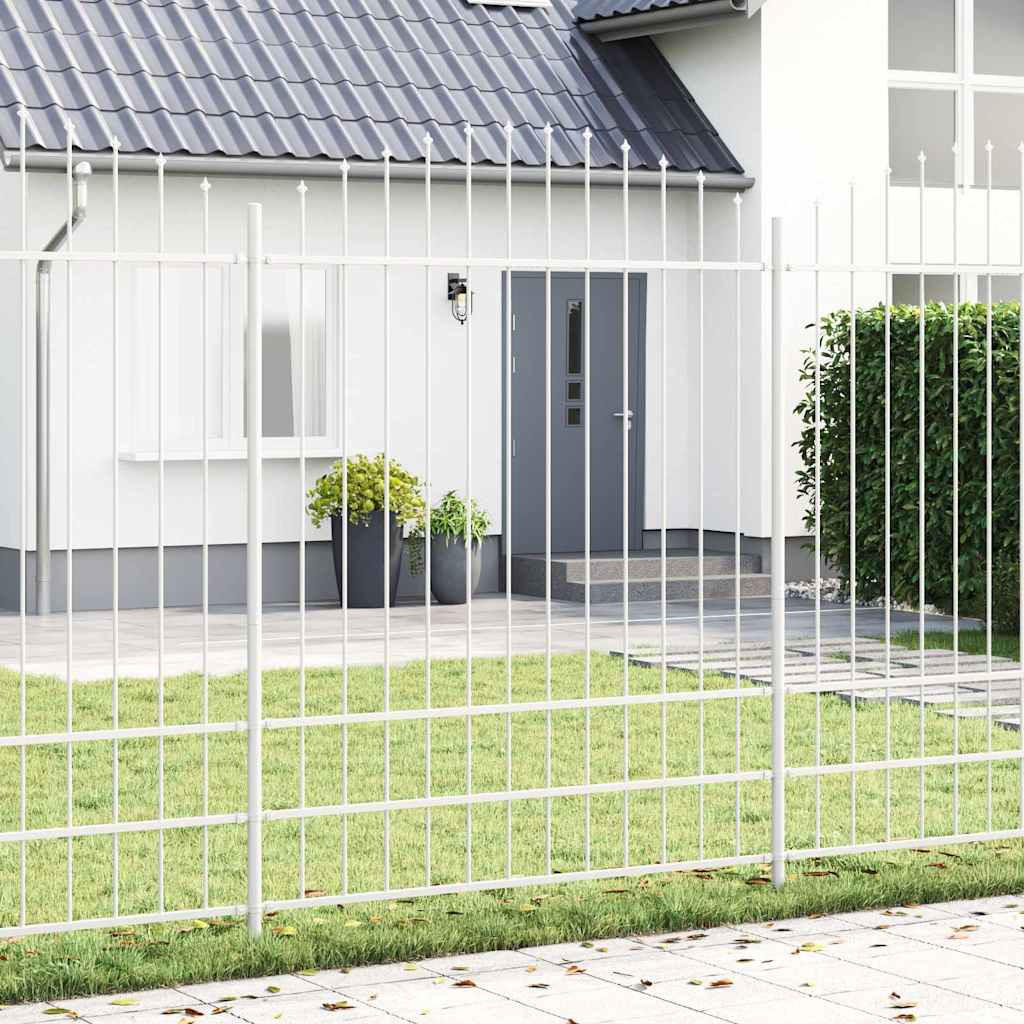 vidaXL Gartenzaun 3 pcs Weiß 170 x 225 cm Pulverbeschichteter Stahl