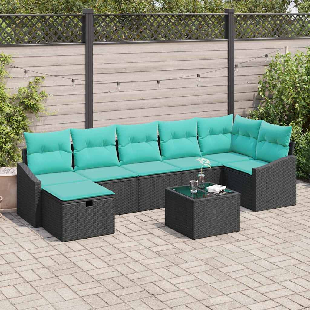 vidaXL Sofa Set mit Kissen mit Speicher 8 pcs Poly-Rattan