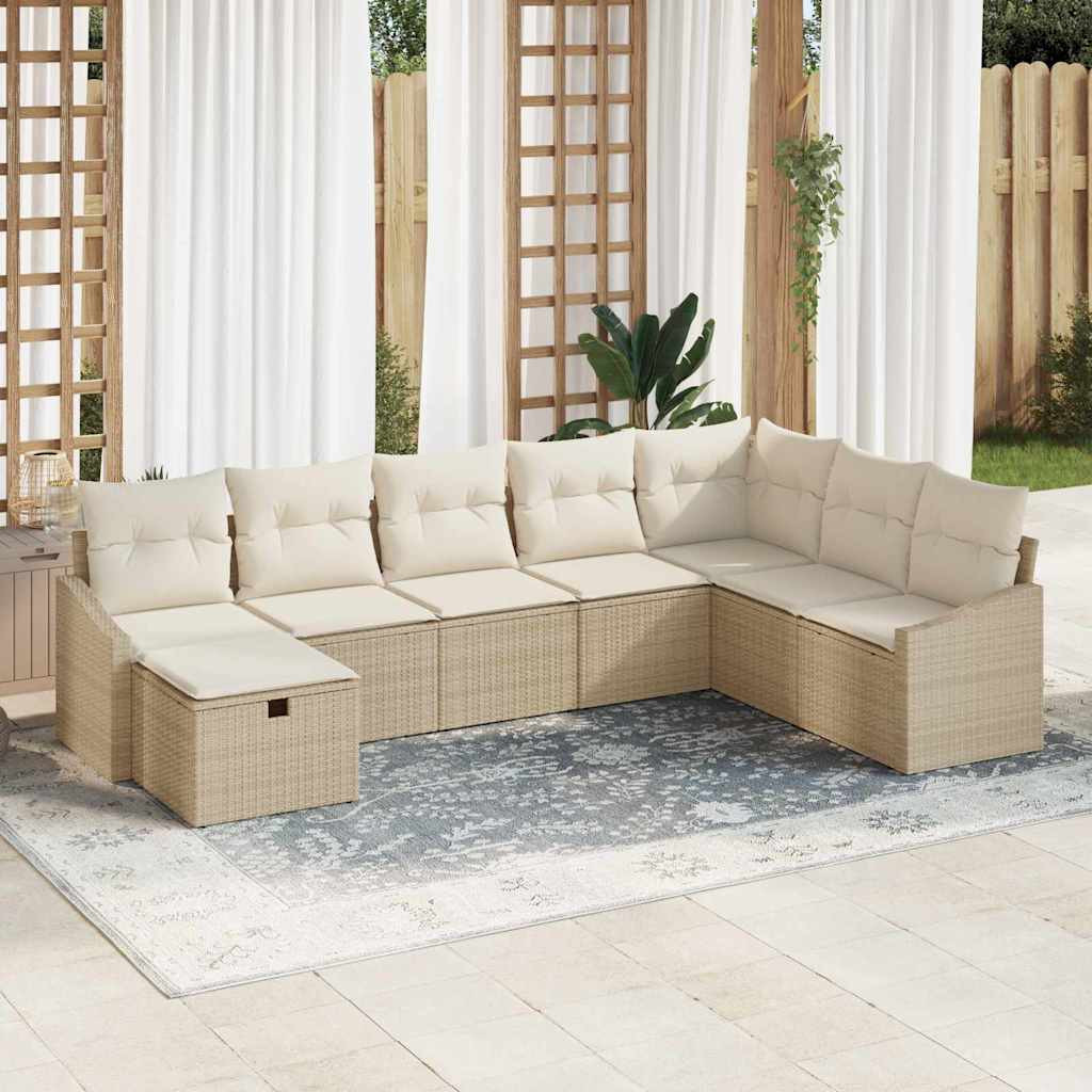 vidaXL Sofa Set mit Kissen 8 pcs Poly-Rattan