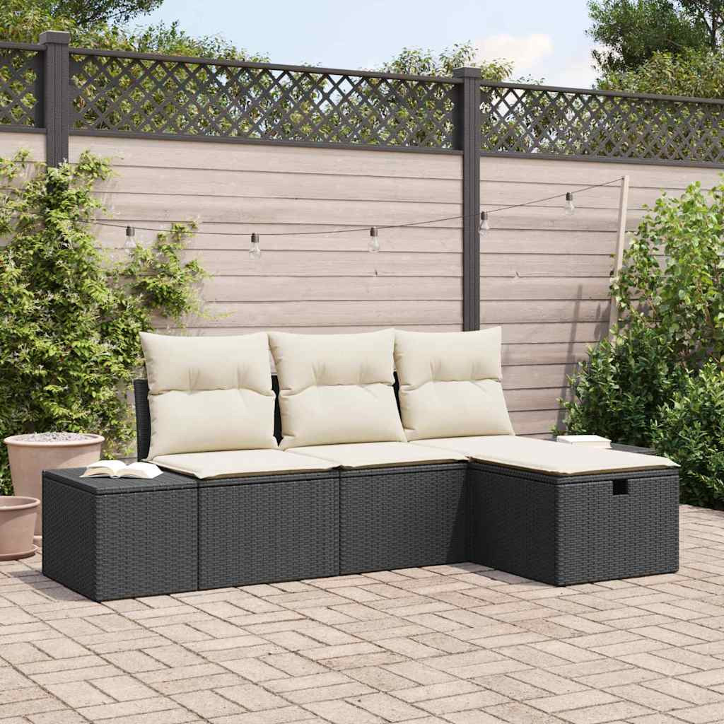 vidaXL Sofa Set mit Kissen 4 pcs Poly-Rattan