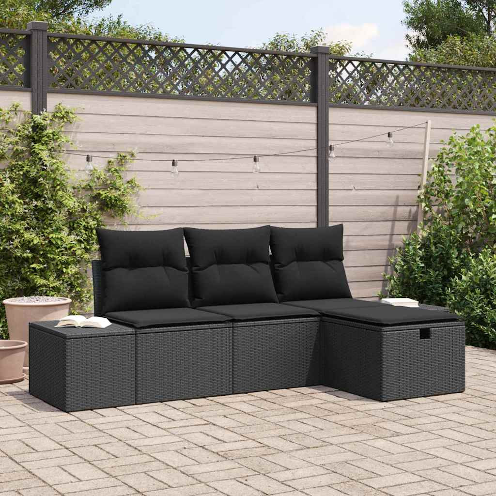 vidaXL Sofa Set mit Kissen 4 pcs Poly-Rattan