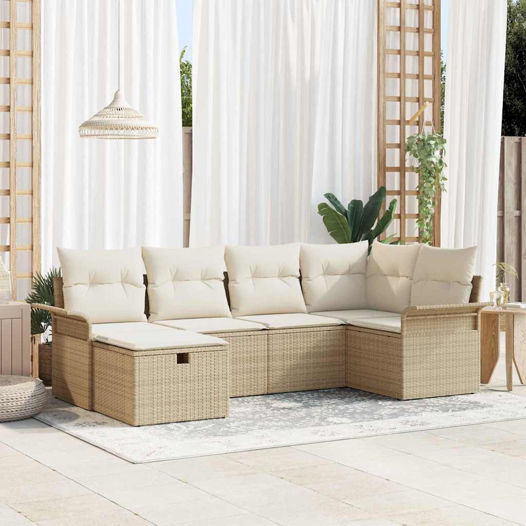 vidaXL Gartensofa-set 6 Stk. Beige und Creme Poly-Rattan
