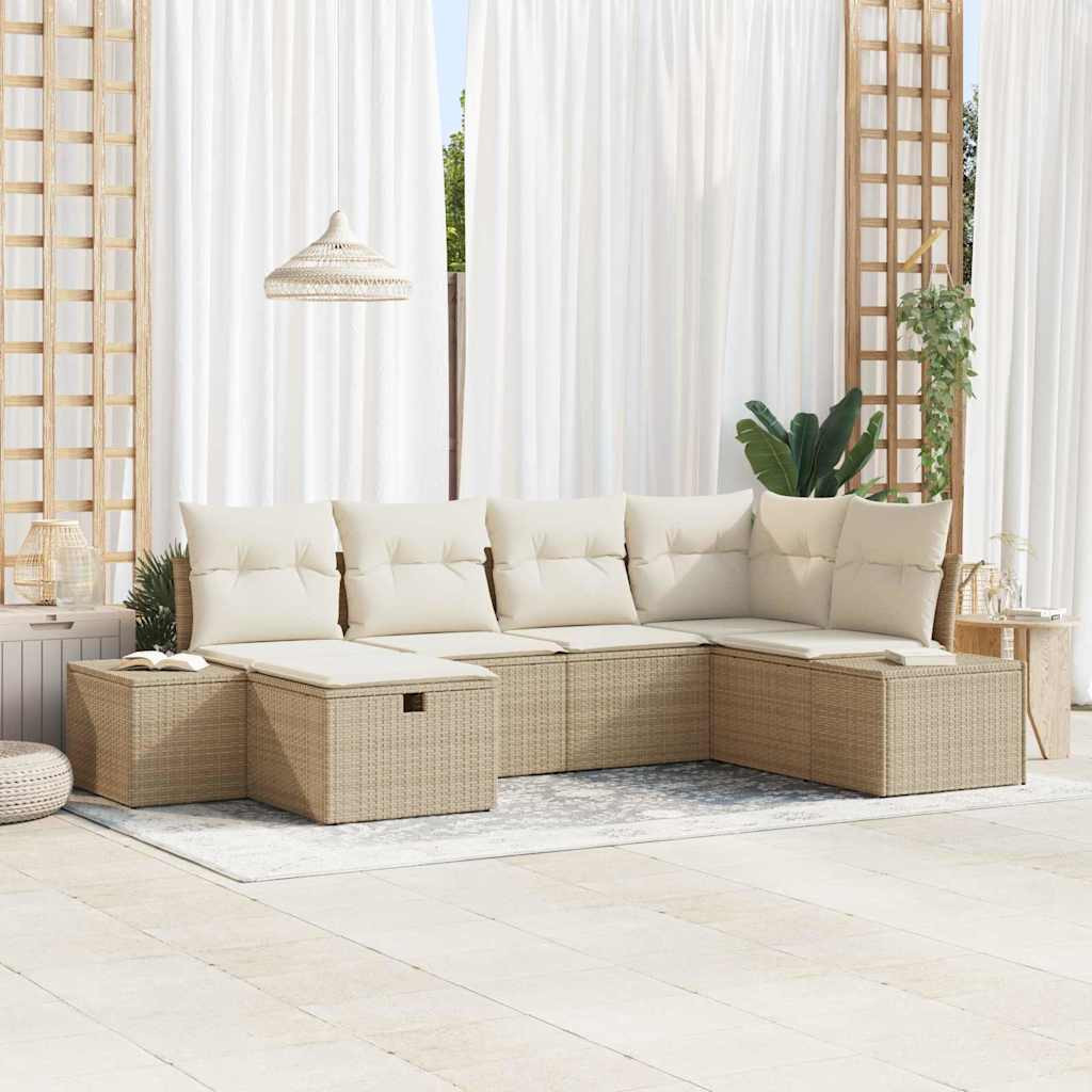 vidaXL Sofa Set mit Kissen 6 pcs Poly-Rattan