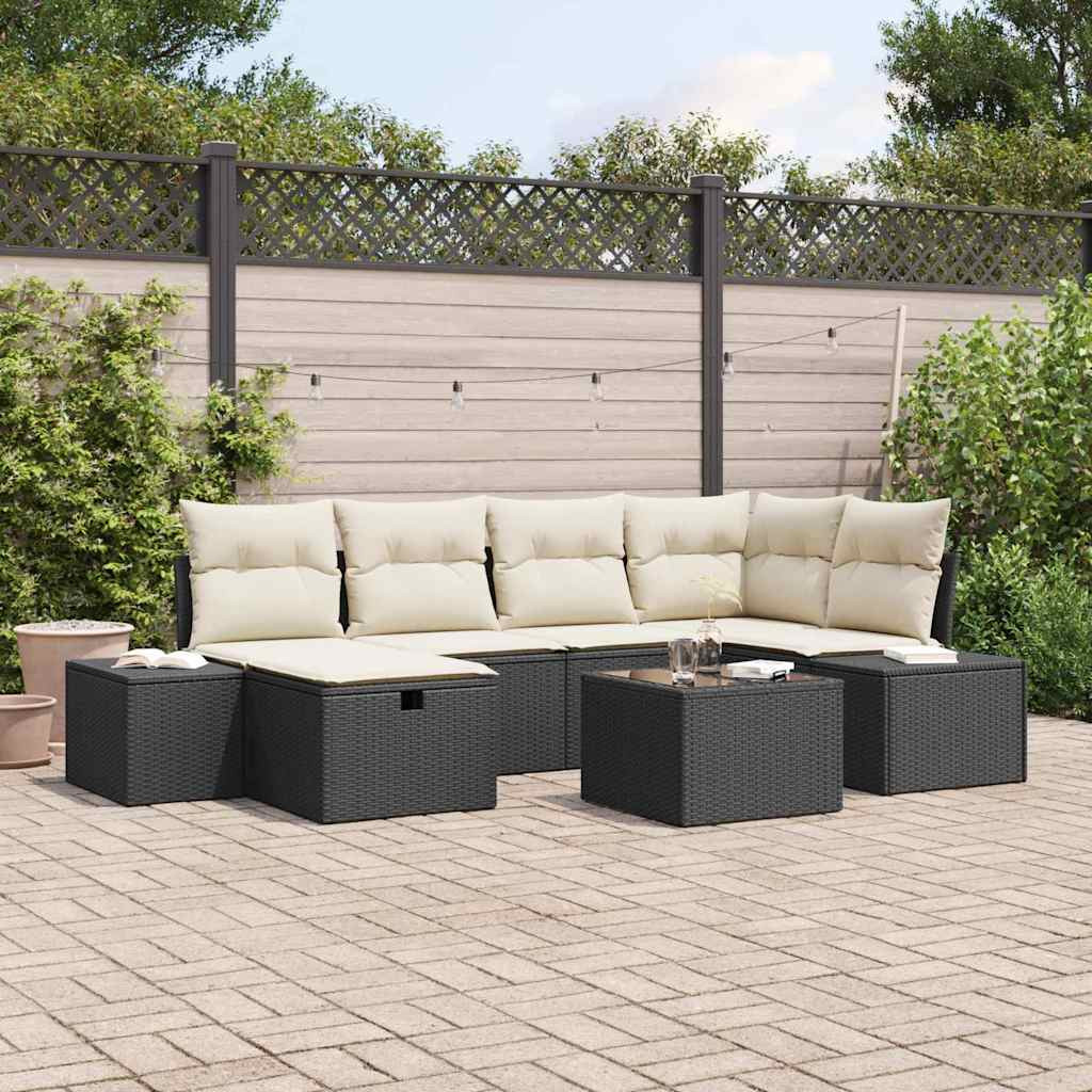 vidaXL Sofa Set mit Kissen 7 pcs Poly-Rattan