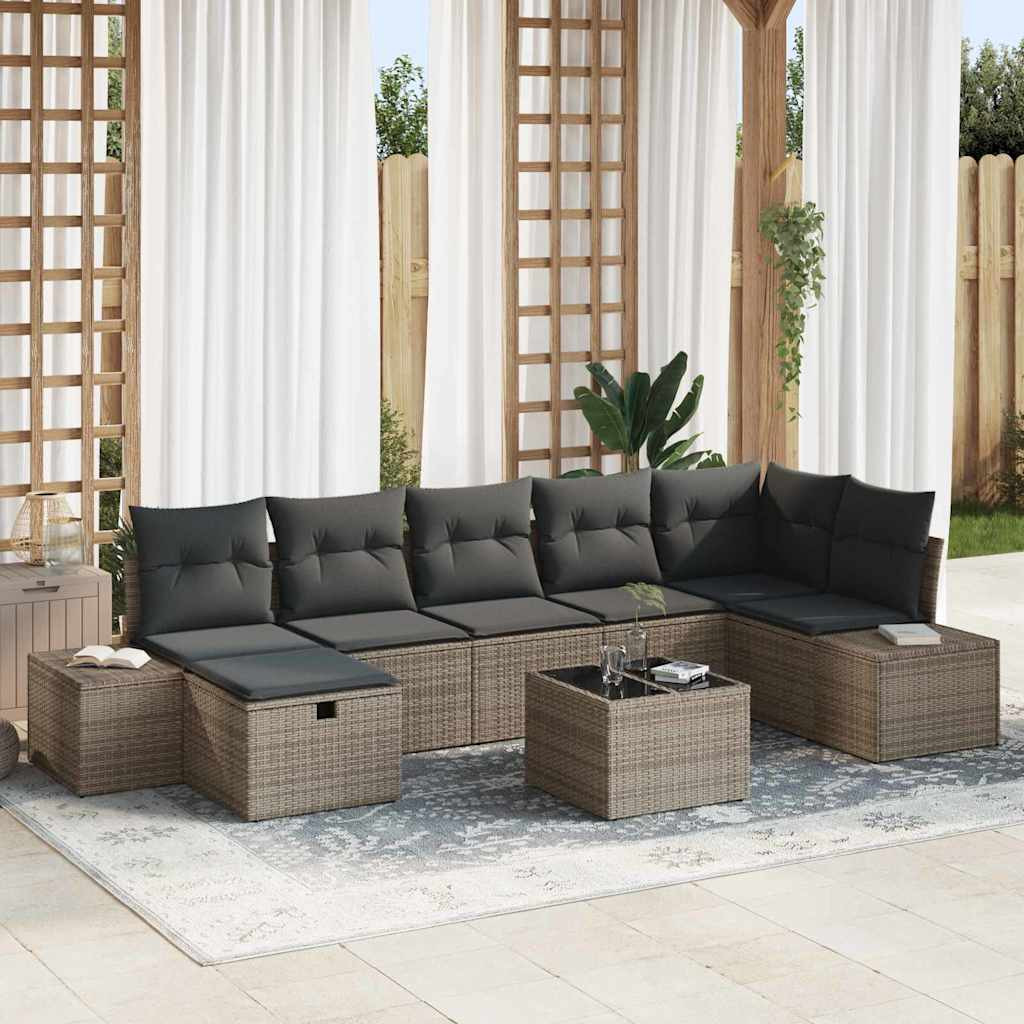 vidaXL Sofa Set mit Kissen 7 pcs Poly-Rattan
