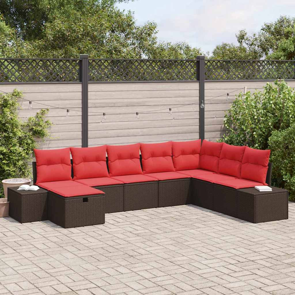 vidaXL Gartensofa-set mit Kissen 8 pcs Braun Poly-Rattan