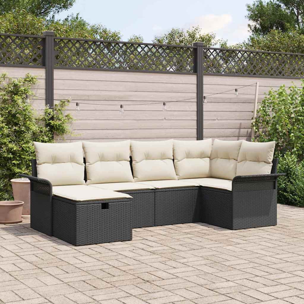 vidaXL Gartensofa-set mit Kissen mit Speicher 6 pcs Poly Rattan