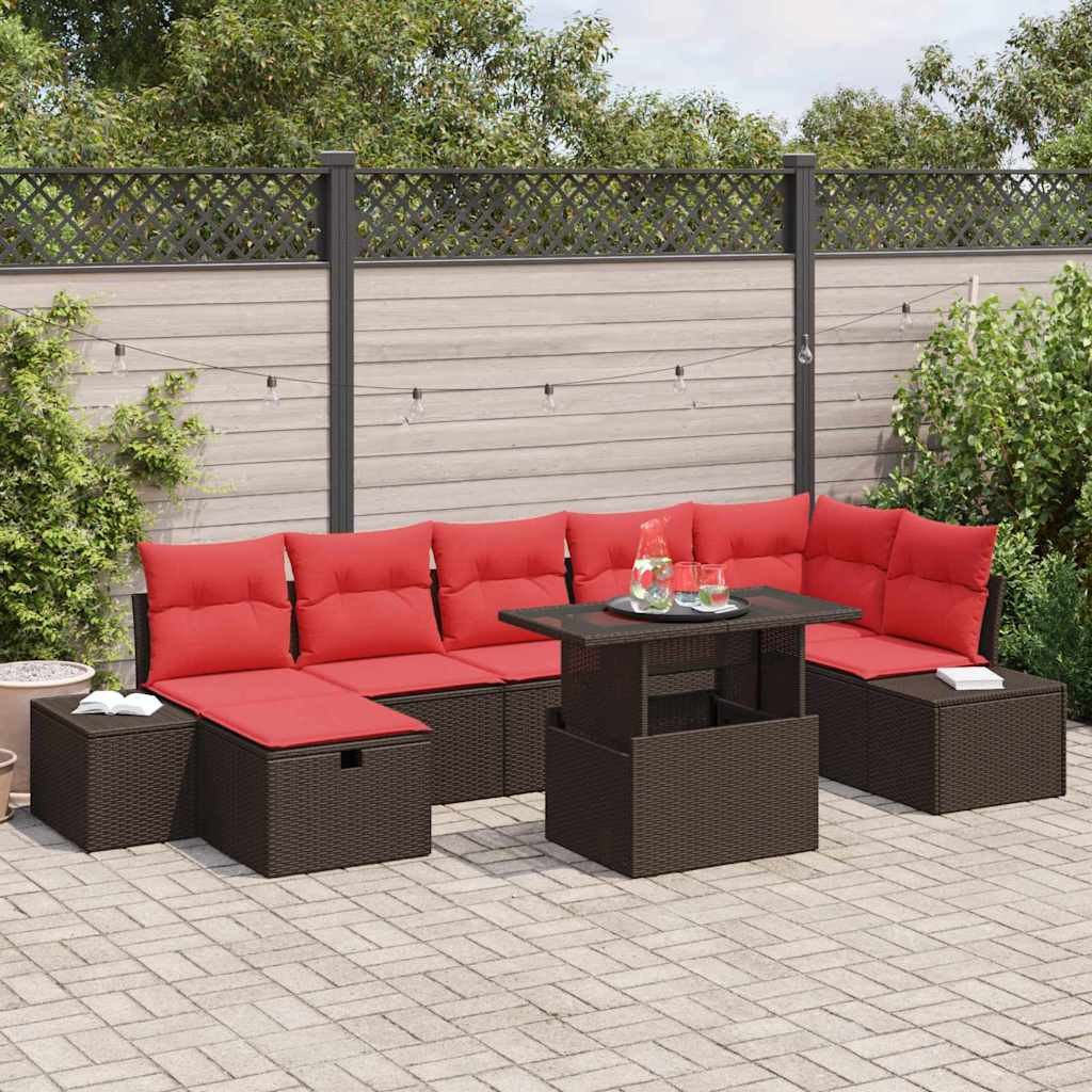 vidaXL Gartensofa-set mit Kissen mit Speicher 8 pcs Poly-Rattan