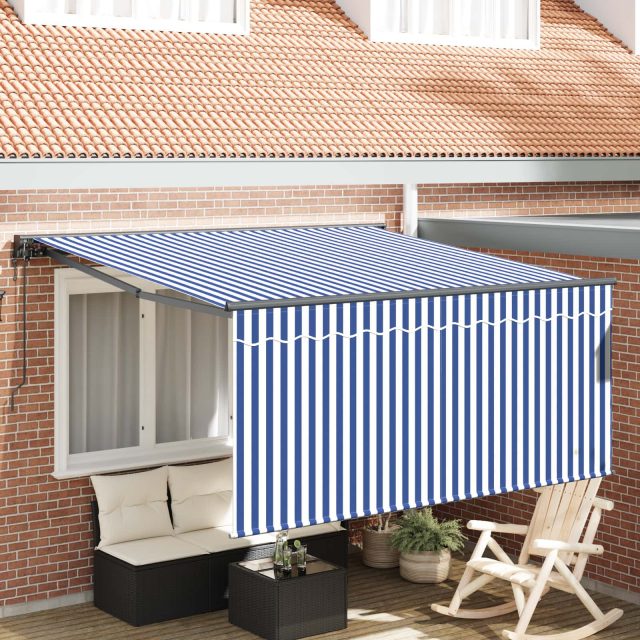 vidaXL Einziehbare Markise Blau und Weiß 350 x 250 cm