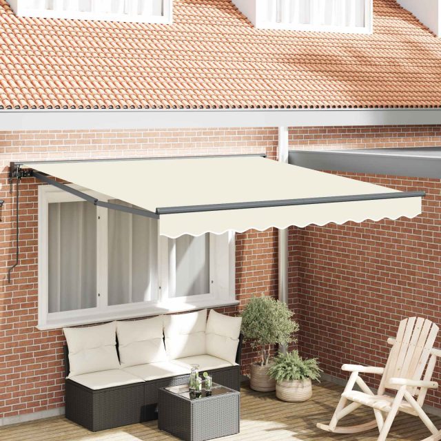 vidaXL Markisenrahmen Creme 350 x 250 cm Polyester mit PU-Beschichtung