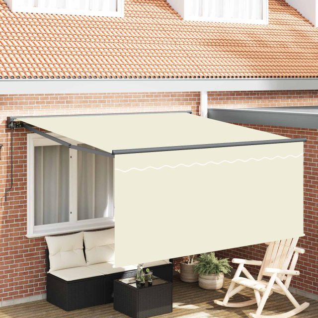 vidaXL Einziehbare Markise Creme 350 x 250 cm Polyester und Aluminium