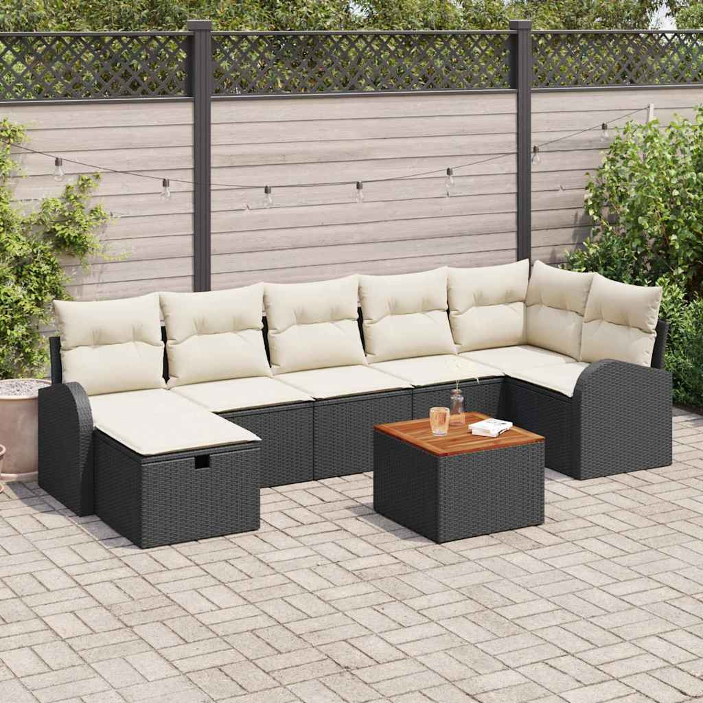 vidaXL Gartensofa-set mit Kissen 8 pcs Schwarz Poly Rattan