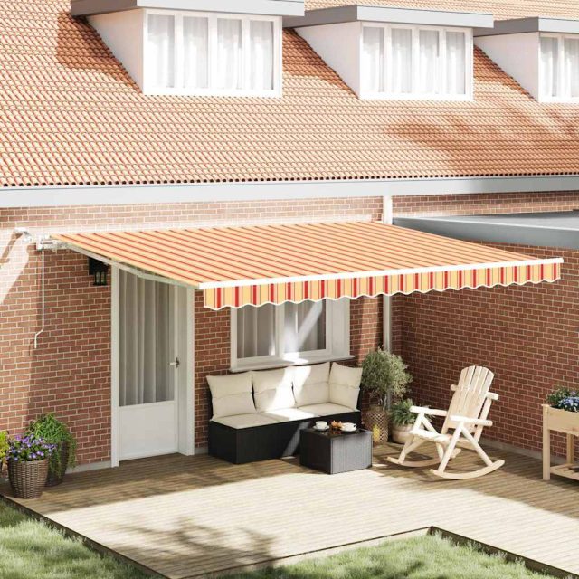 vidaXL Ausziehbare Markise Gelb und Orange 450 x 350 cm Polyester