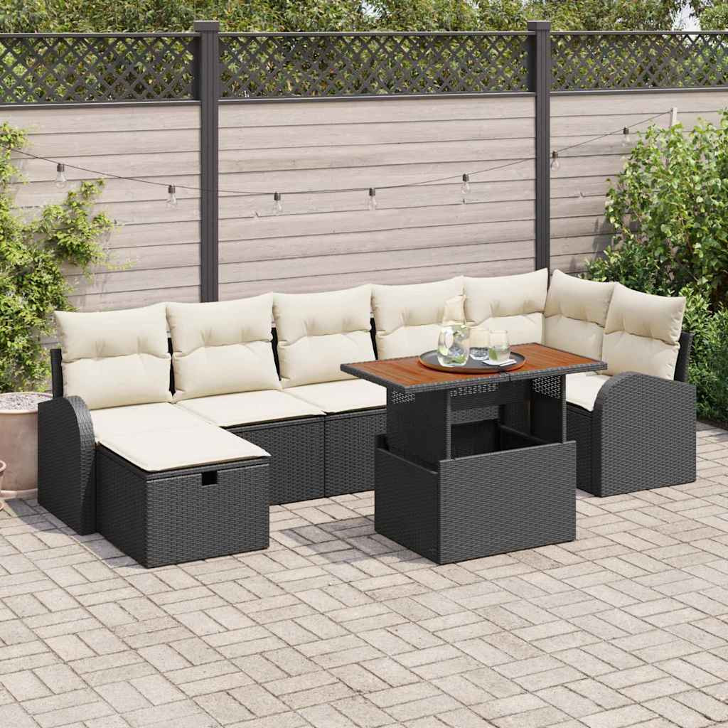 vidaXL Gartensofa-set mit Kissen 8 pcs Schwarz Poly-Rattan