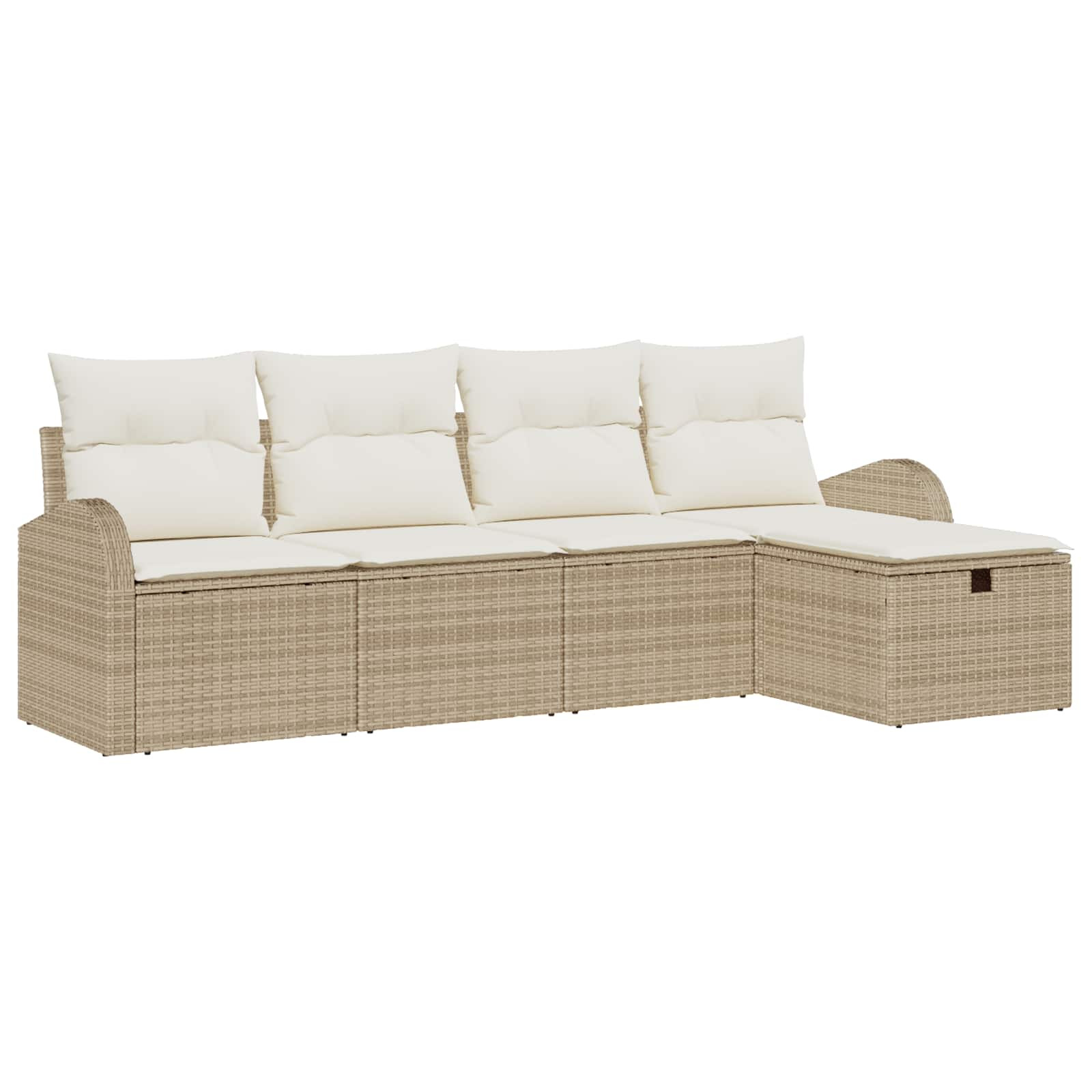 vidaXL Sofa Set mit Kissen mit Speicher Beige und Creme Poly-Rattan