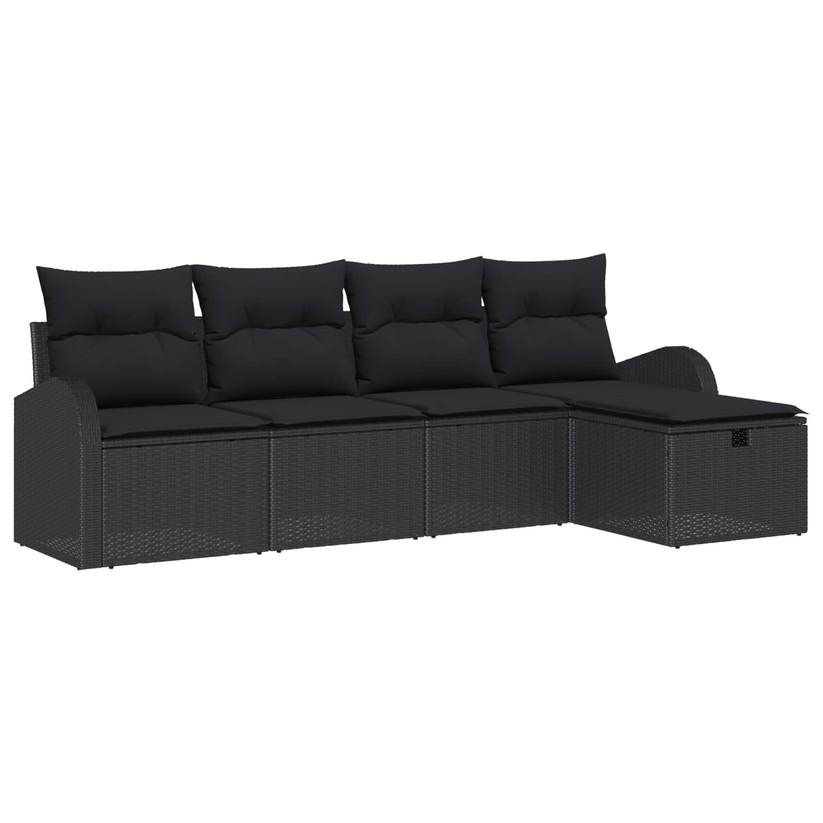 vidaXL Sofa Set mit Kissen mit Speicher Schwarz Poly-Rattan