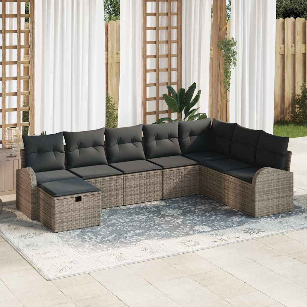vidaXL Sofa Set 8 Stk. Grau Poly-Rattan