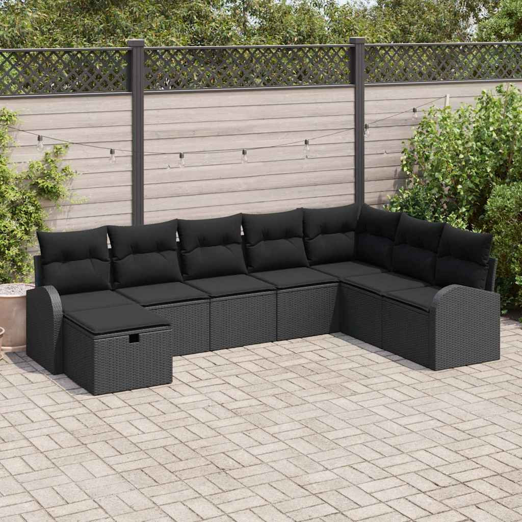 vidaXL Sofa Set 8 Stk. Schwarz Poly-Rattan
