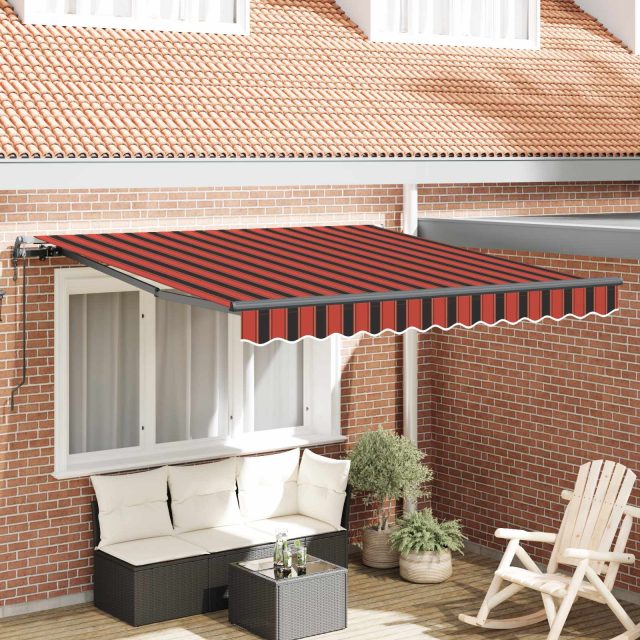 vidaXL Ausziehbare Markise Rot und Schwarz 350 x 250 cm