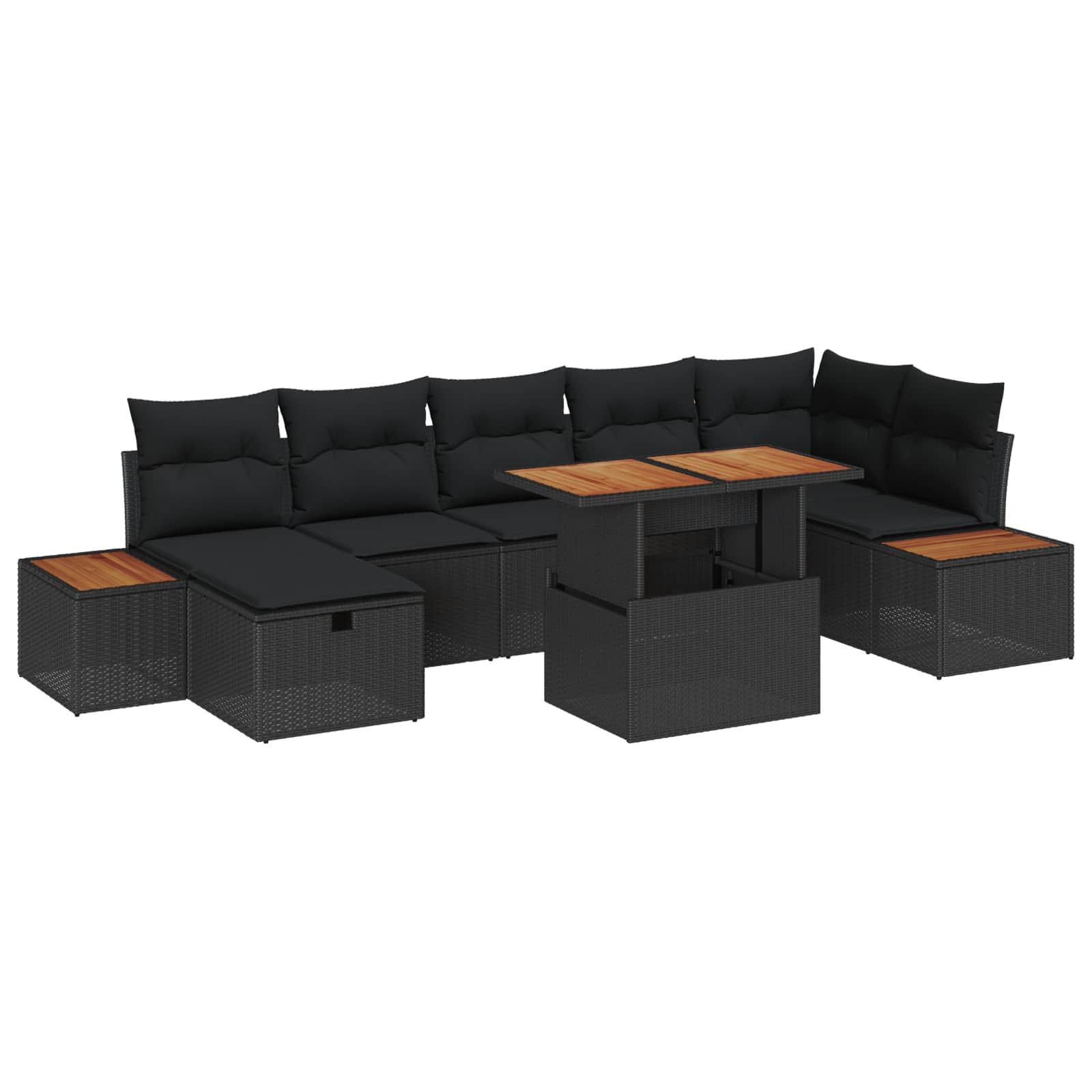 vidaXL Gartensofa-set mit Kissen 8 pcs Schwarz Poly-Rattan