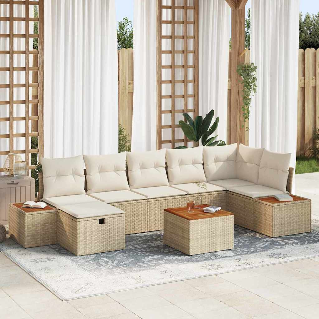 vidaXL Gartensofa-set mit Kissen 8 pcs Beige Poly-Rattan