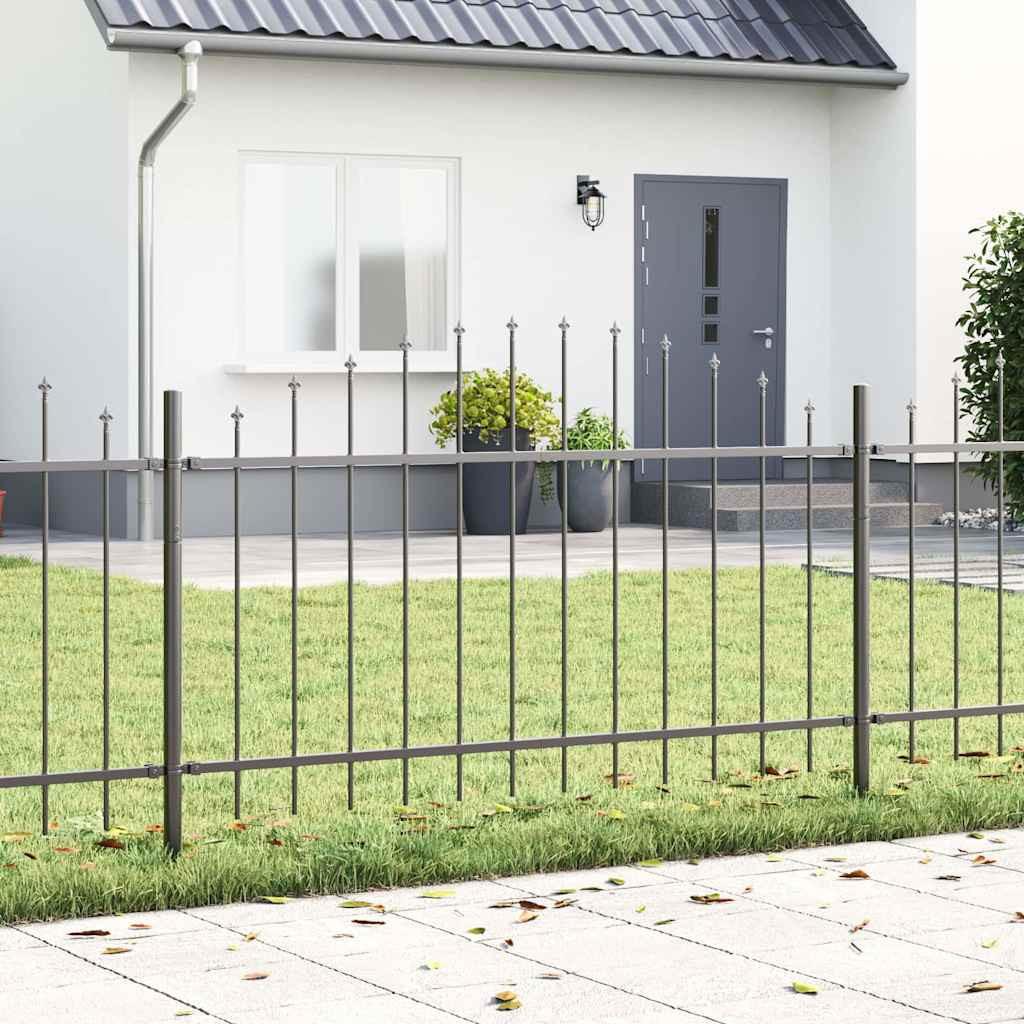 vidaXL Gartenzaun 2 pcs Grau 170 x 140 cm Pulverbeschichteter Stahl