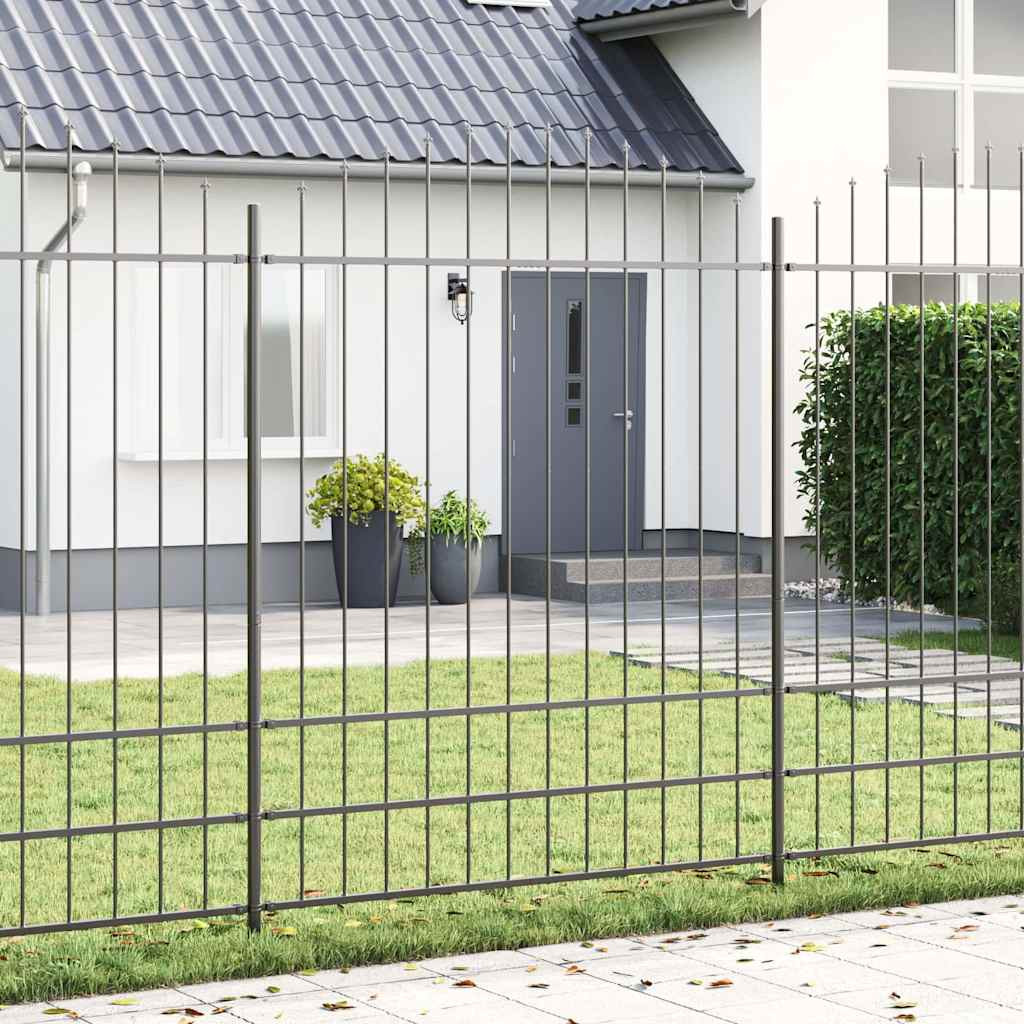 vidaXL Gartenzaun 2 pcs Grau 170 x 225 cm Pulverbeschichteter Stahl