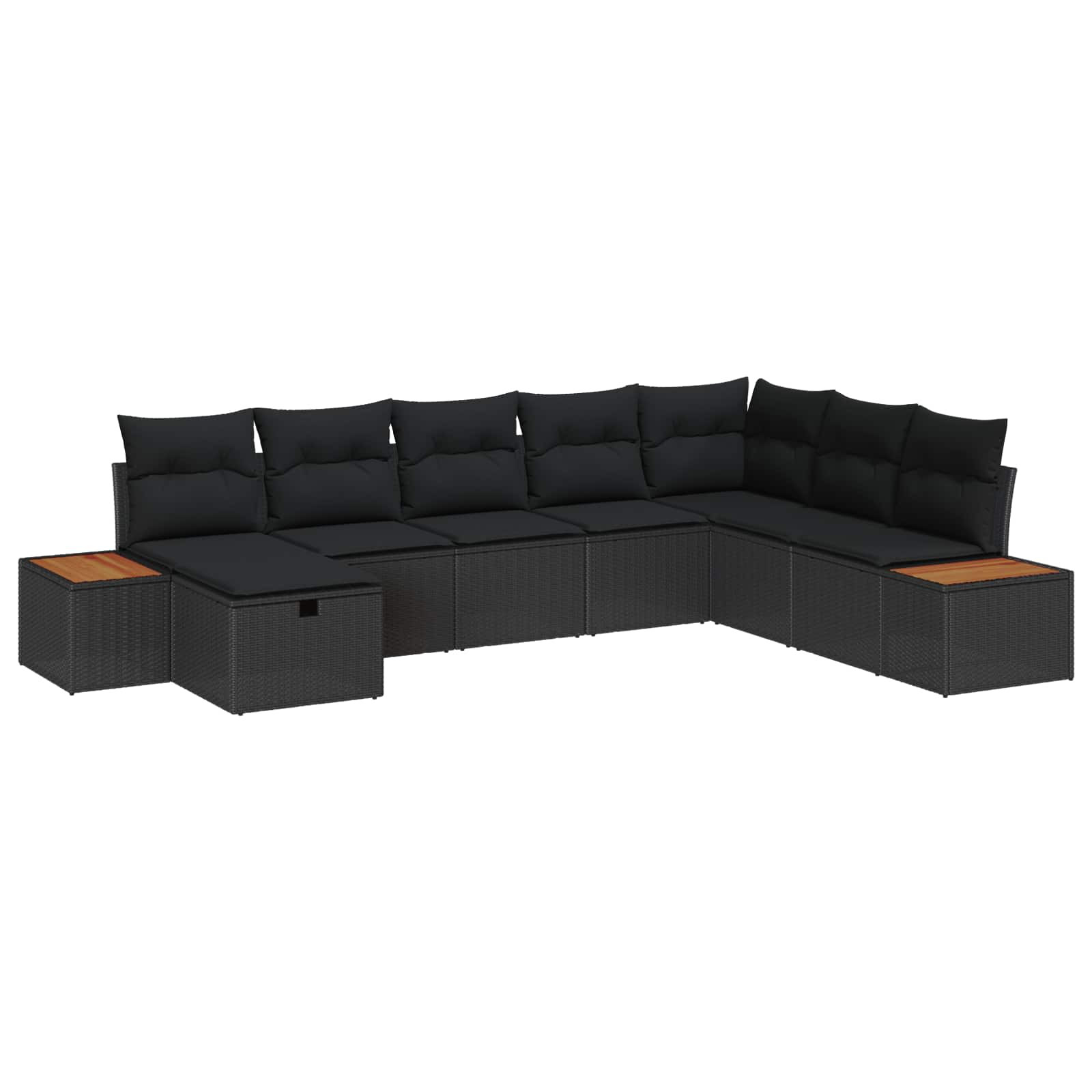 vidaXL Gartensofa-set mit Kissen 8 pcs Schwarz Poly-Rattan