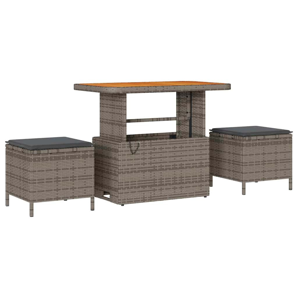 vidaXL Gartensofa-set mit Kissen 9 pcs Grau Poly-Rattan