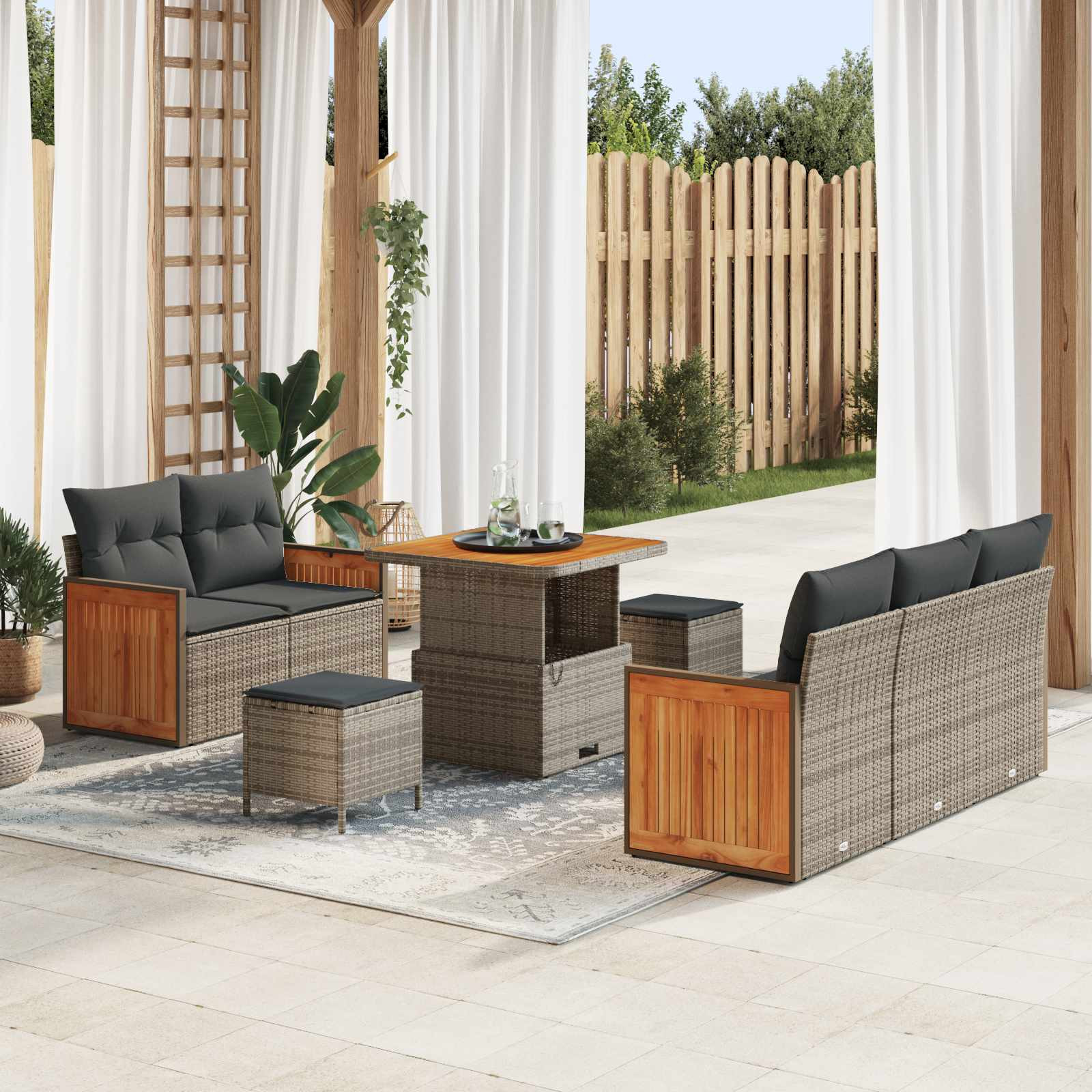 vidaXL Gartensofa-set mit Kissen 8 pcs Grau