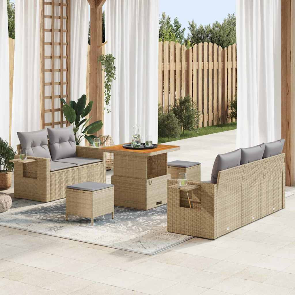 vidaXL Gartensofa-set mit Kissen 10 pcs Beige und Hellgrau Poly-Rattan