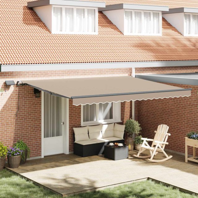 vidaXL Ausziehbare Markise Beige 450 x 350 cm Stoff und Aluminium