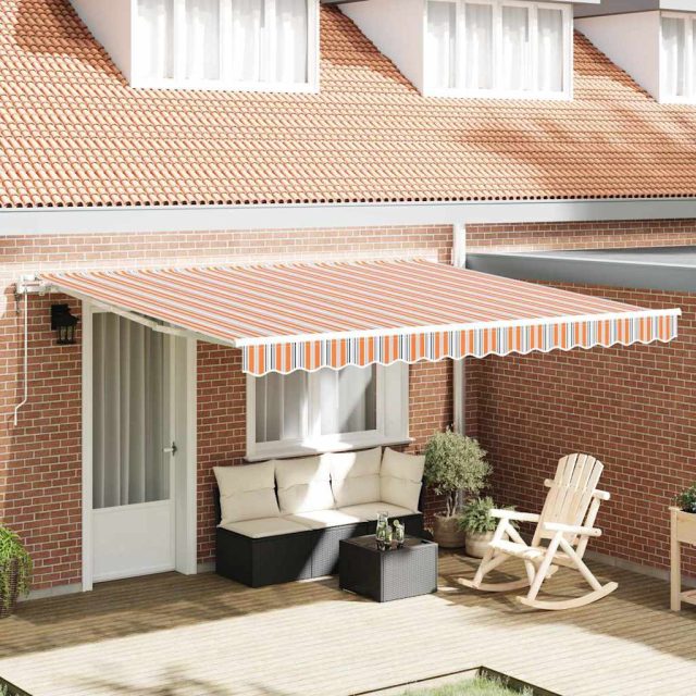 vidaXL Ausziehbare Markise Mehrfarbig 400 x 350 cm Stoff und Aluminium