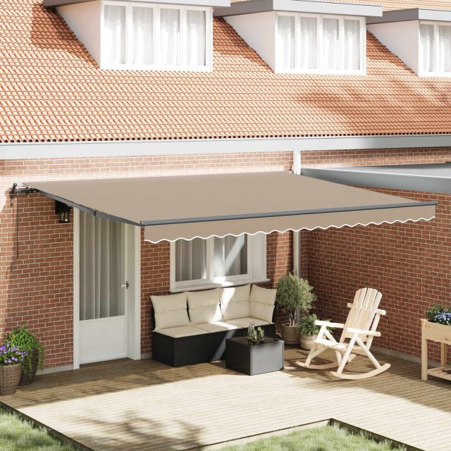 vidaXL Ausziehbare Markise Beige 450 x 350 cm Stoff und Aluminium