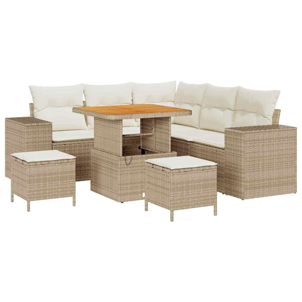 vidaXL Gartensofa-set mit Kissen 8 pcs Beige Poly-Rattan