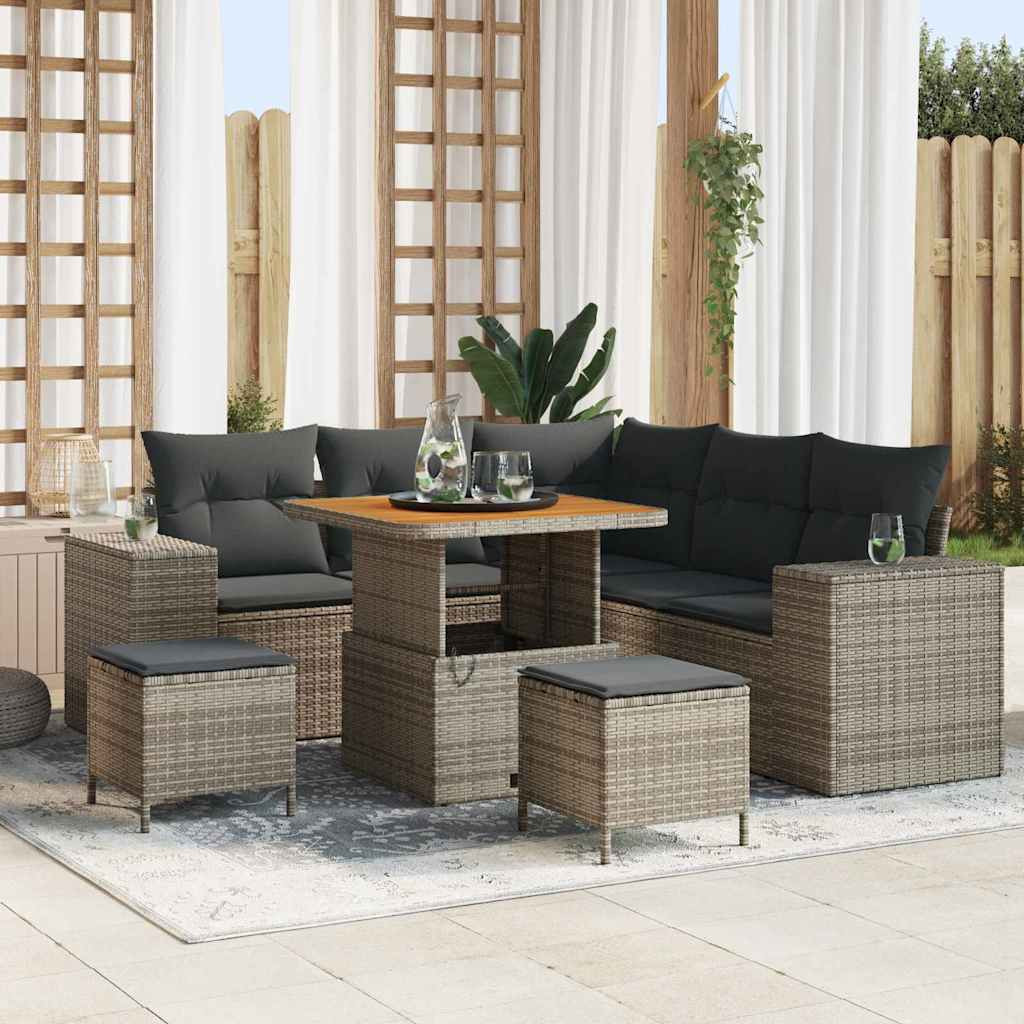 vidaXL Gartensofa-set mit Kissen 8 pcs Grau Poly-Rattan